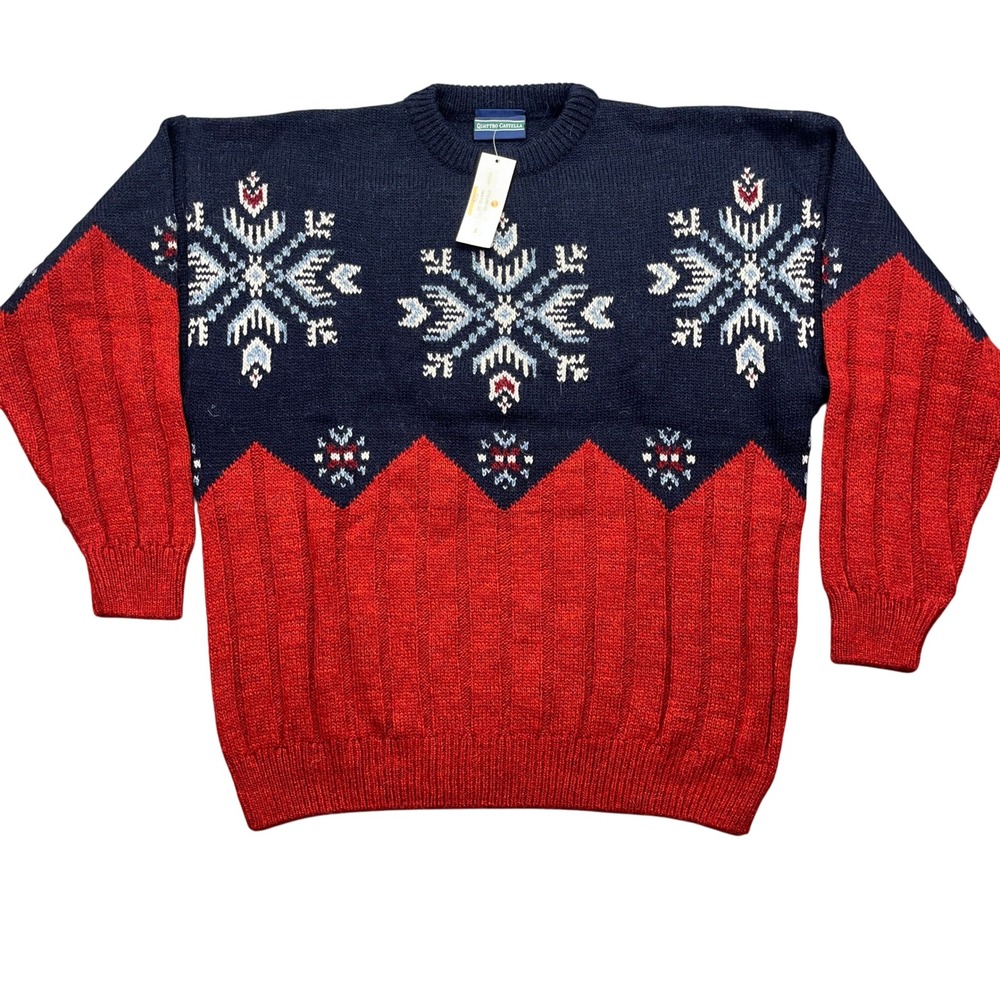 Quattro Castella Wool Alpaca Blend Sweater Knitwear Winter Holiday Sz L 48 NWT‎